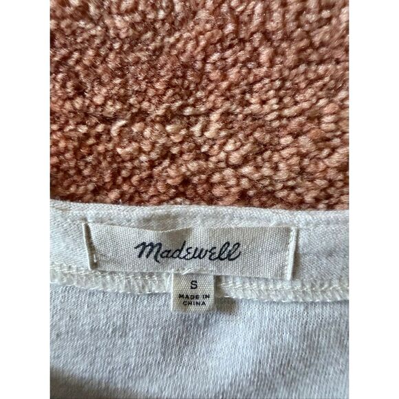 Madewell Lace Up 3/4 Sleeve Pullover Top Off White Casual Cotton Blend - Picture 2 of 6